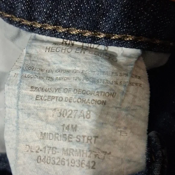 Riders by Lee Mid Rise Straight Leg Blue Jeans,  Ladies Size 14M - Picture 5 of 5